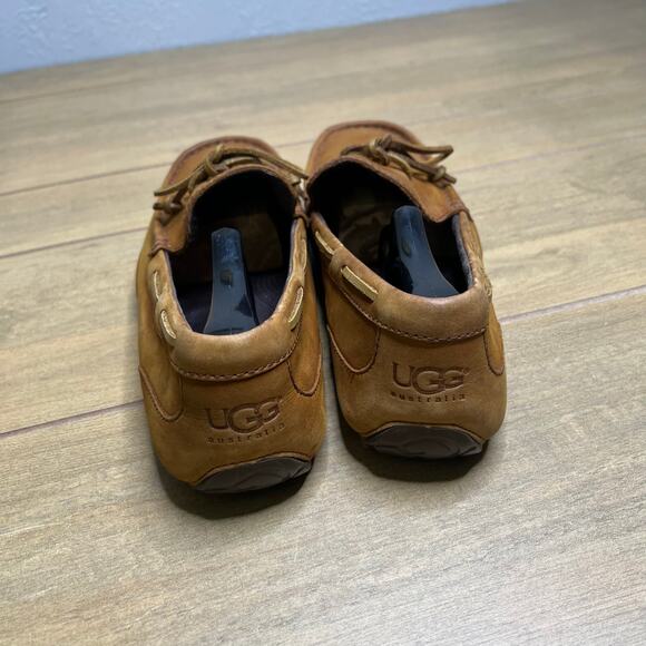 UGG‎ Slippers Mens SZ 10 Loafers Chester Brown Leather Slip On Shoes boho Casual main image 13